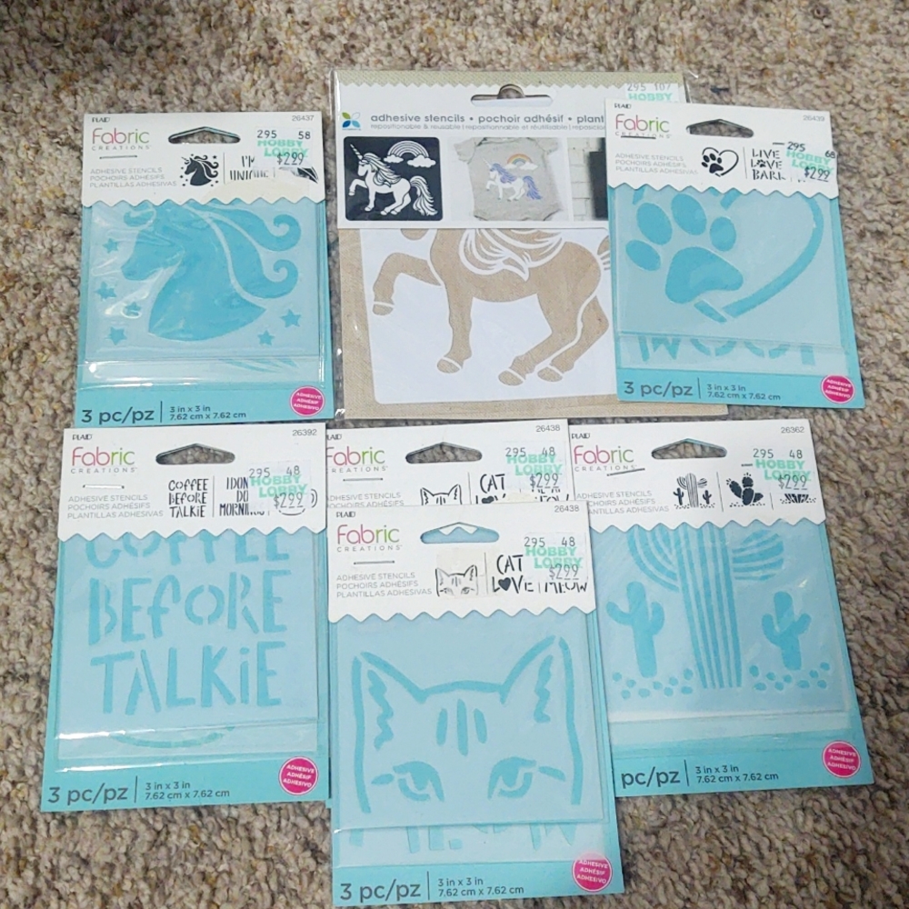 18 adhesive fabric stencils fabric paint tshirts clothing design diy craft art ❤